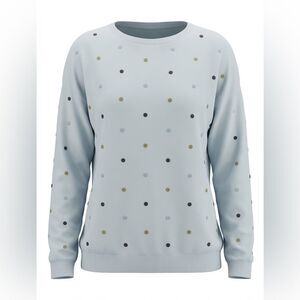 J JILL WOMENS SWEATER SIZE S P MINT GREEN WITH MULTICOLORED DOTS